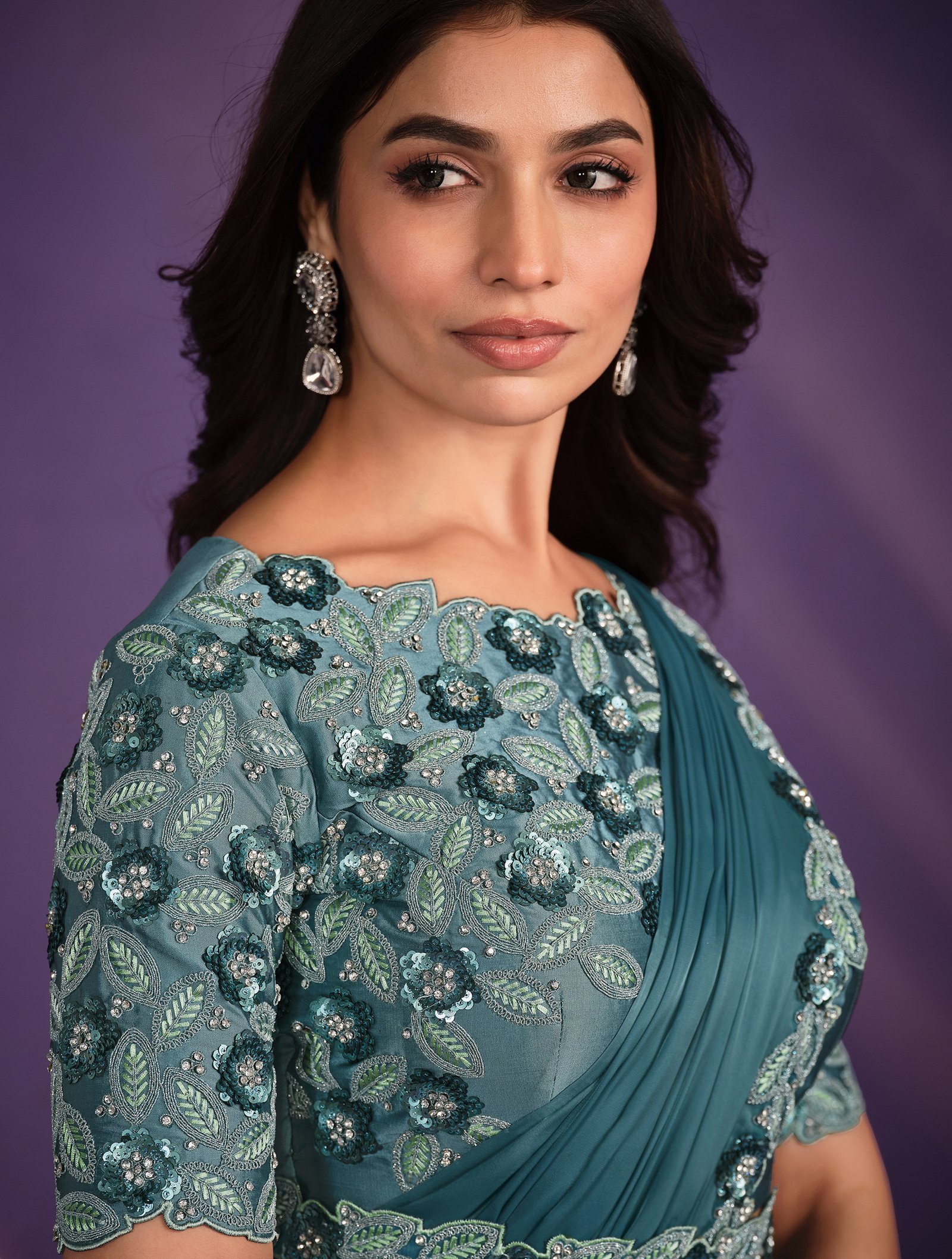 Buy SGF FASHION Self Design Bollywood Georgette Green Sarees Online @ Best  Price In India | Flipkart.com