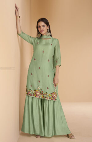 Sharara Gharara Dress Party Wear Light Green Sharara Dress