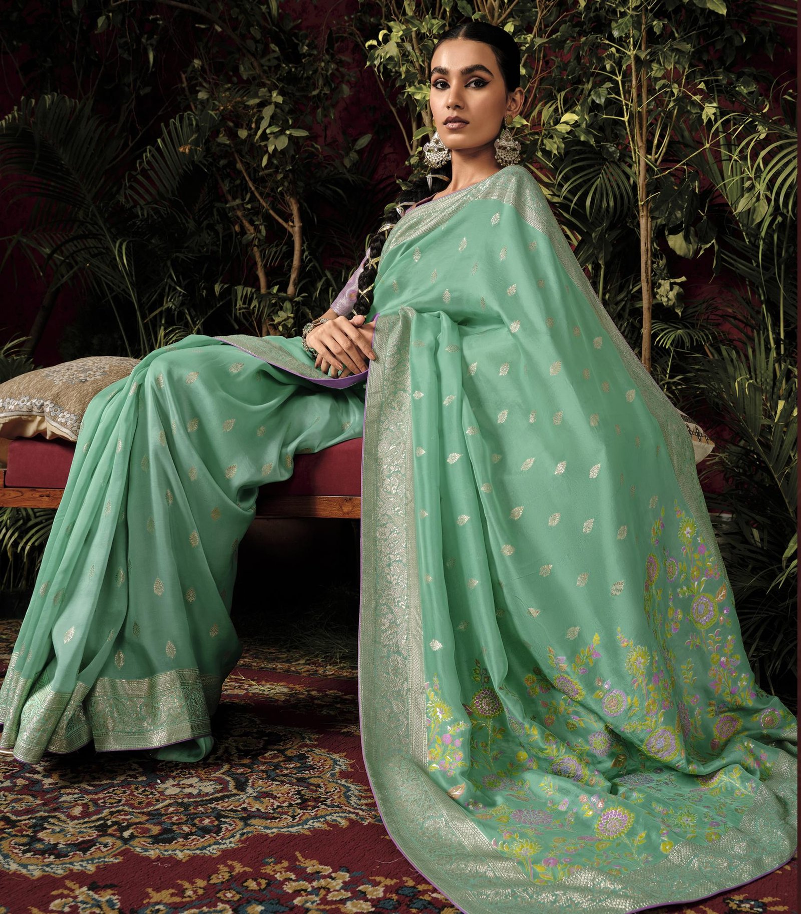 Soft Silk Sarees for Wedding Pastel Green Dola Silk Zari Weave