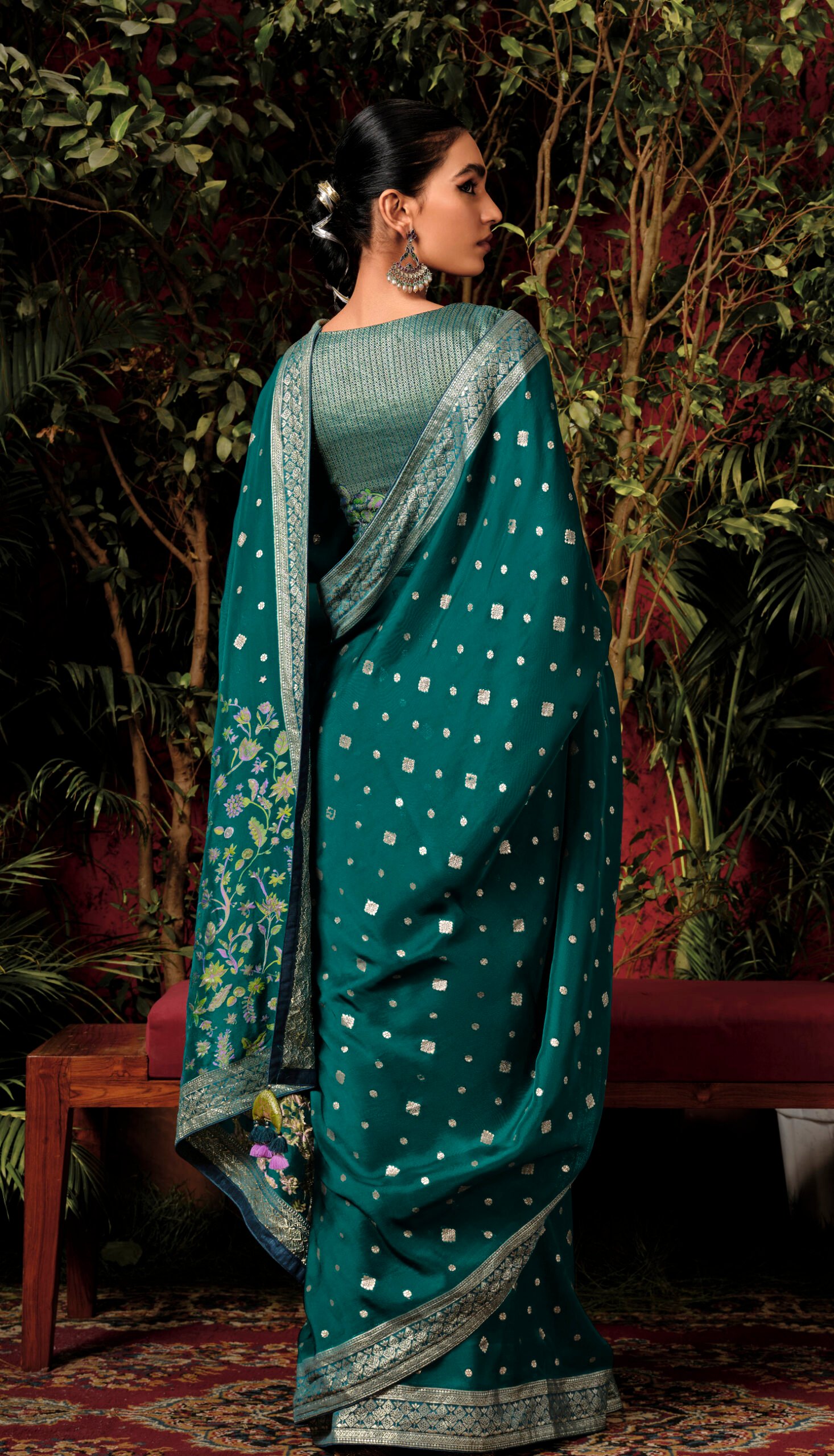 Soft Silk Sarees for Wedding Pine Green Dola Silk Zari Wear Pallu