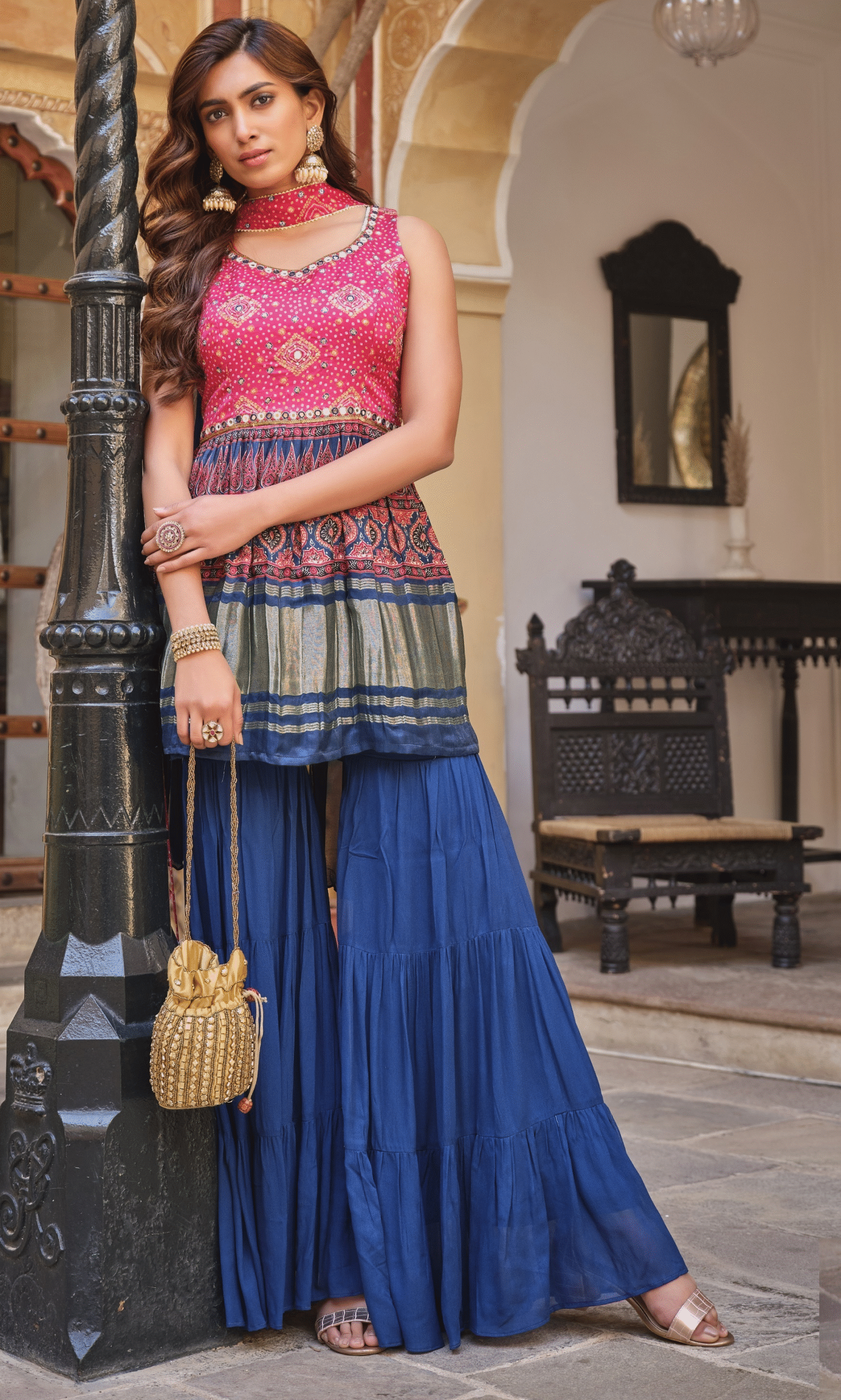 Unique Party Wear Indo Western Dress Garara Sharara Dress
