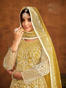 Yellow Gown Party Wear 2024
