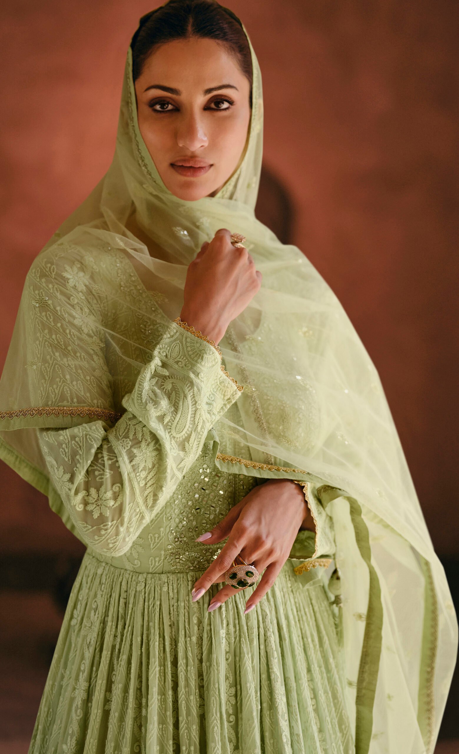 long anarkali dress with dupatta