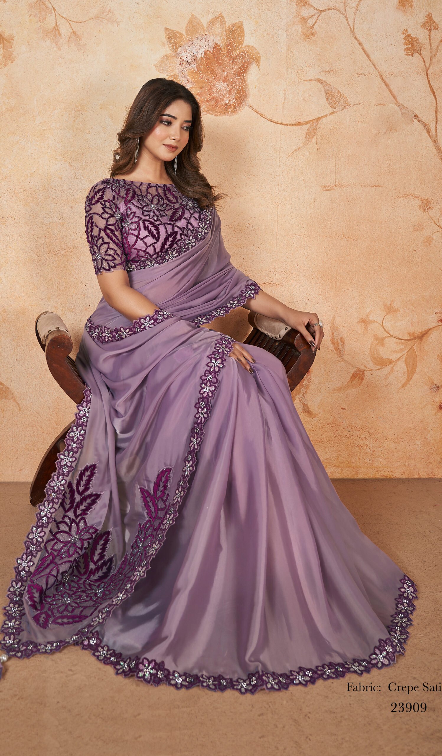 Purple party wear saree best sale