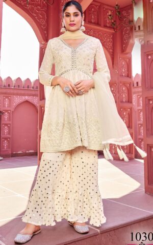 White Sharara Bridal Garara Dress for Wedding in India