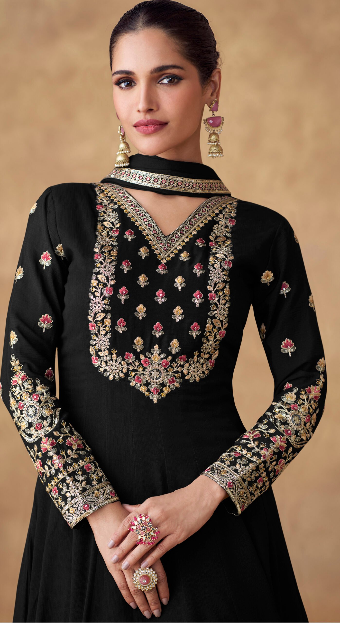 Black Colour Gown for Wedding Guest Outfit
