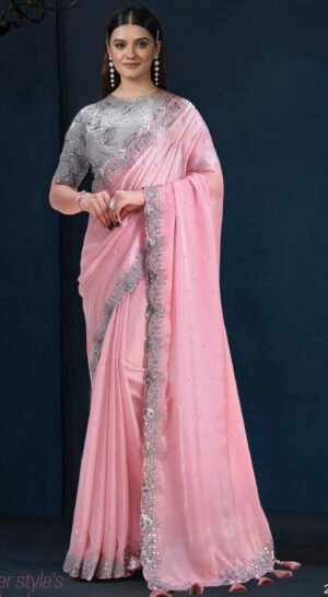 Designer Saree Look for Wedding Bubblegum Saree