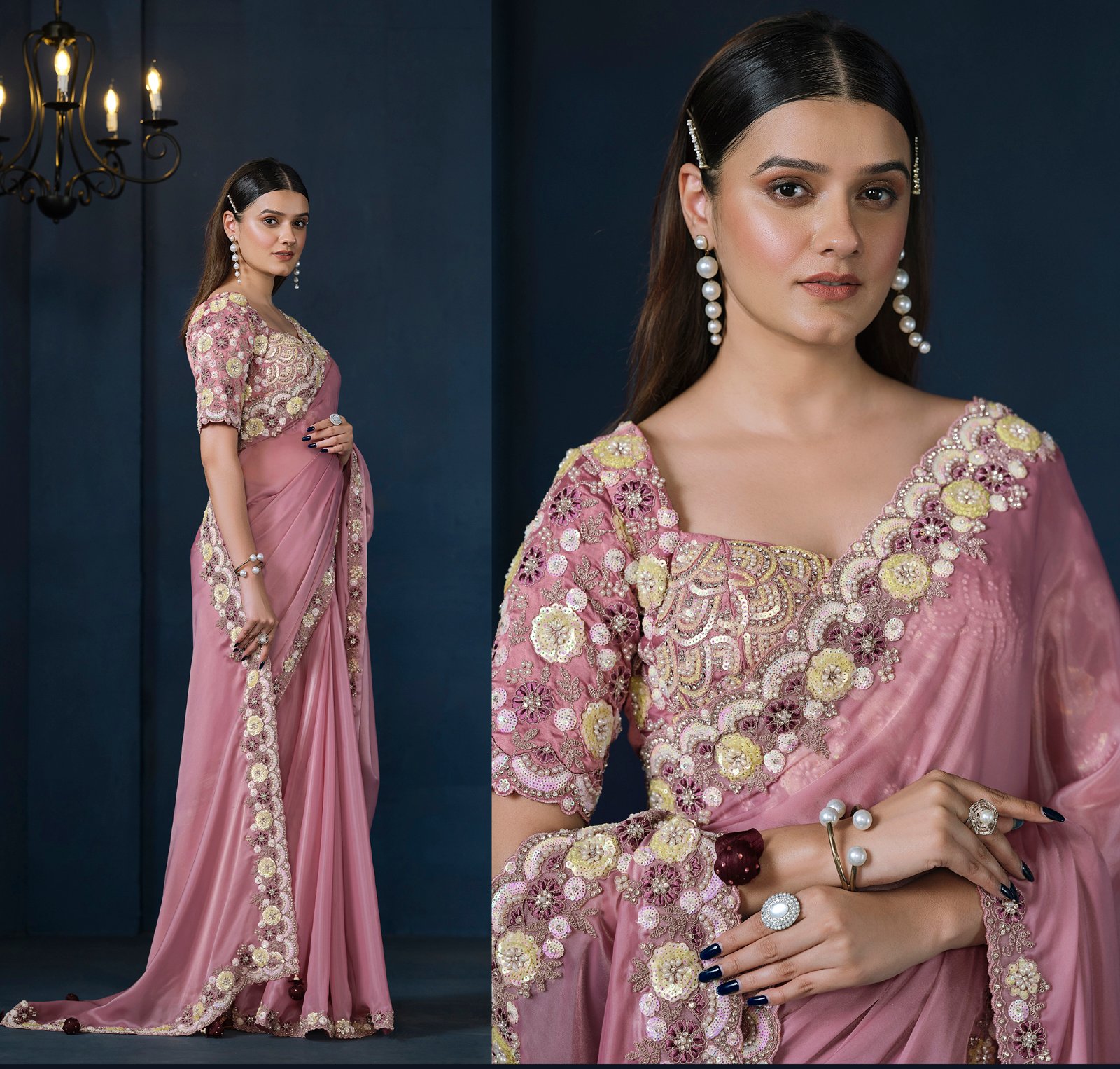 Designer Saree for Brothers Wedding Bridal Saree Bubblegum Saree