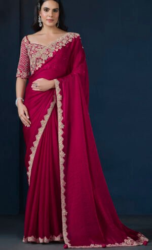 Designer Saree for Brothers Wedding Red Saree Look