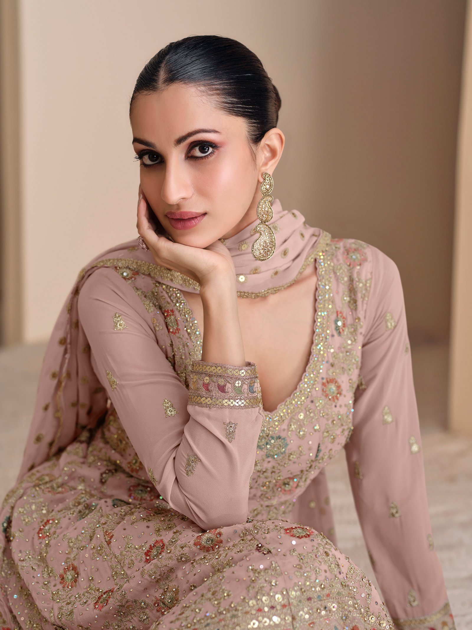 Heavy Anarkali for Wedding Knee Length Anarkali Kurta with Sharara