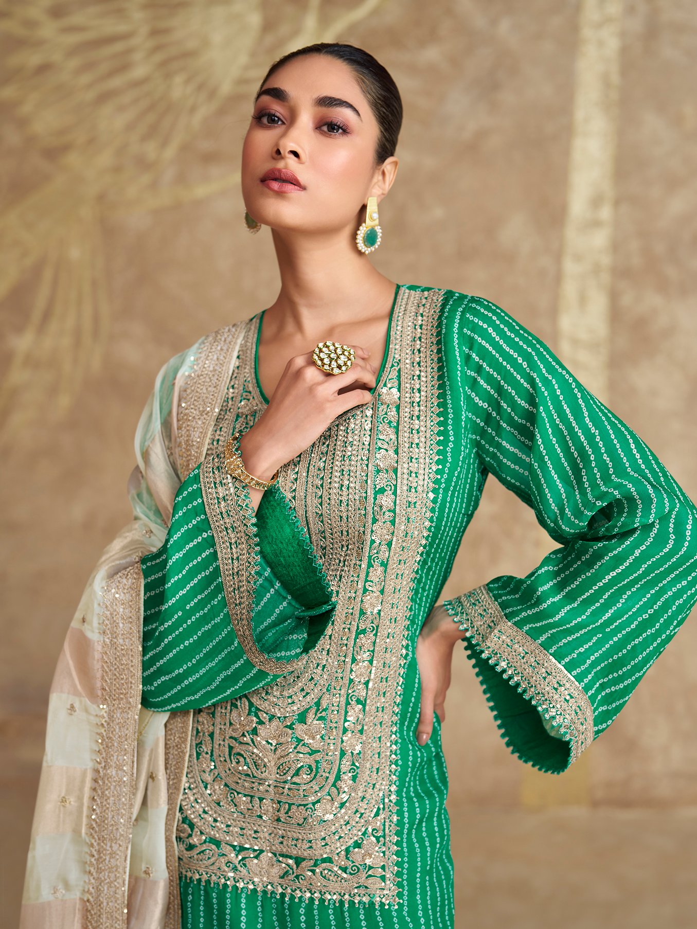 Indian Wedding Guest Dresses for Women Heavy Bridal Green Suit