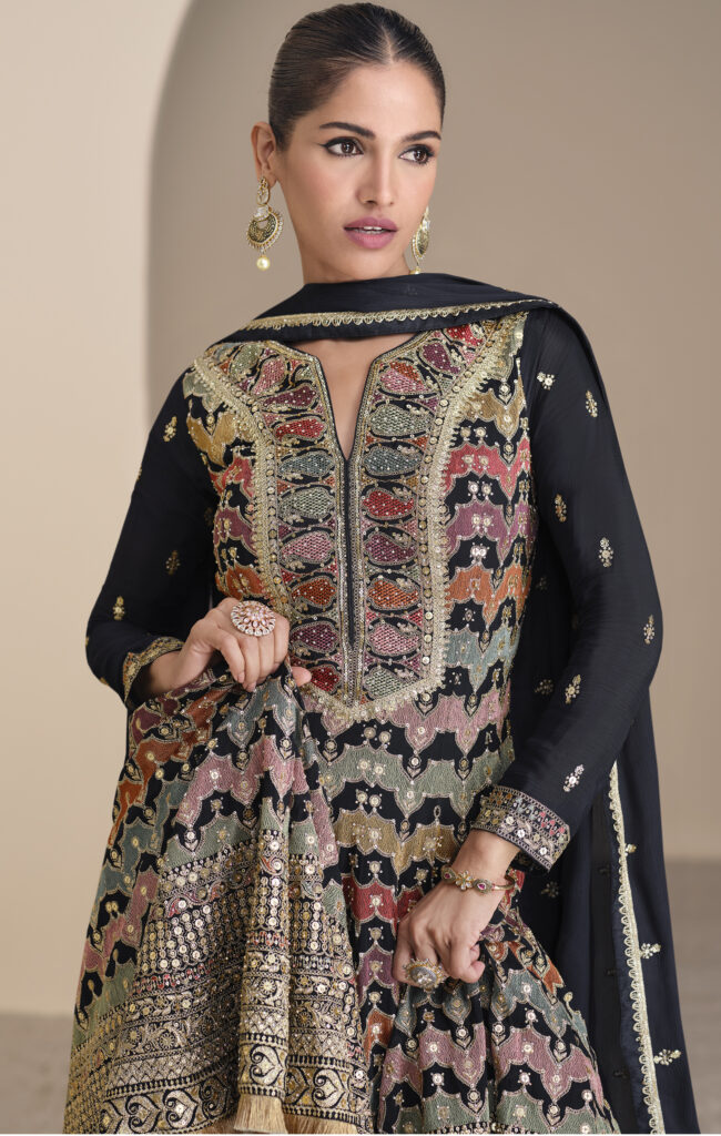 Aaradhana Jacquard Black Frock main image 0