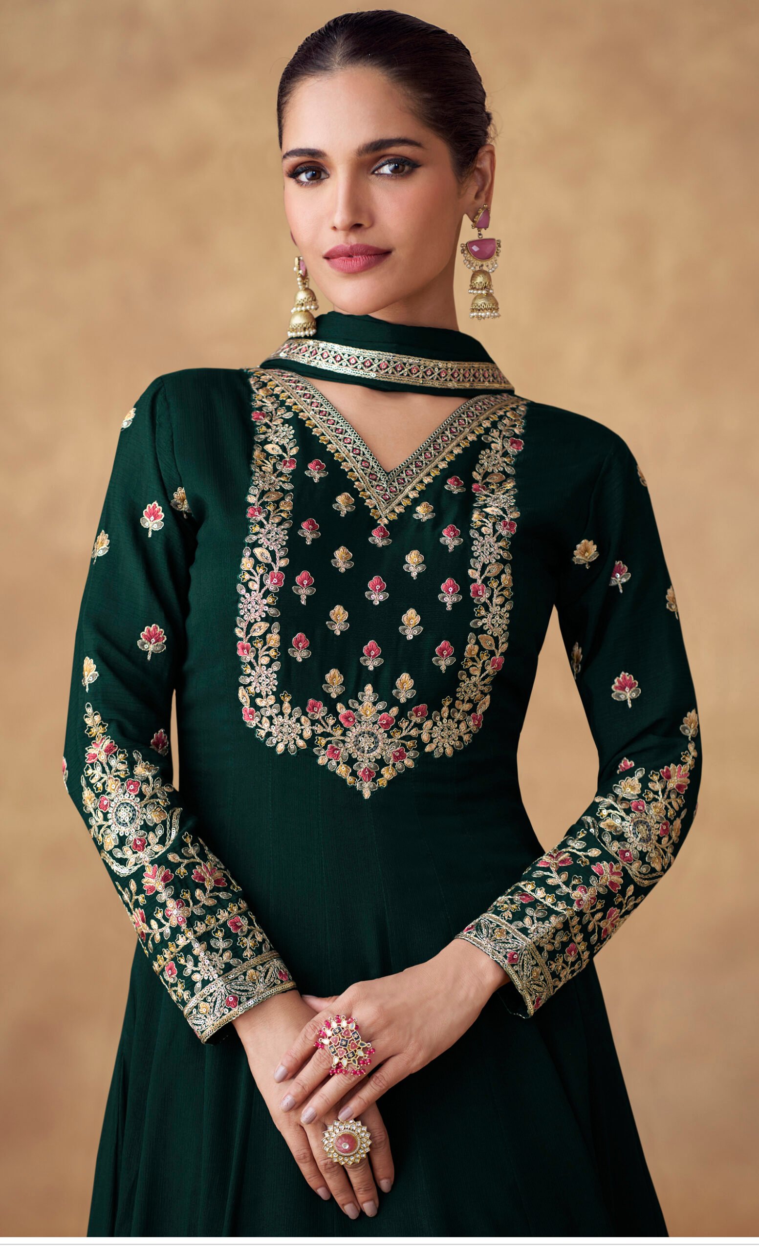 wedding guest outfits Green Gown indian