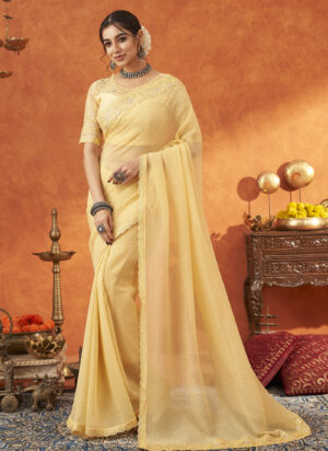 Blonde Yellow Saree for Haldi Ceremony