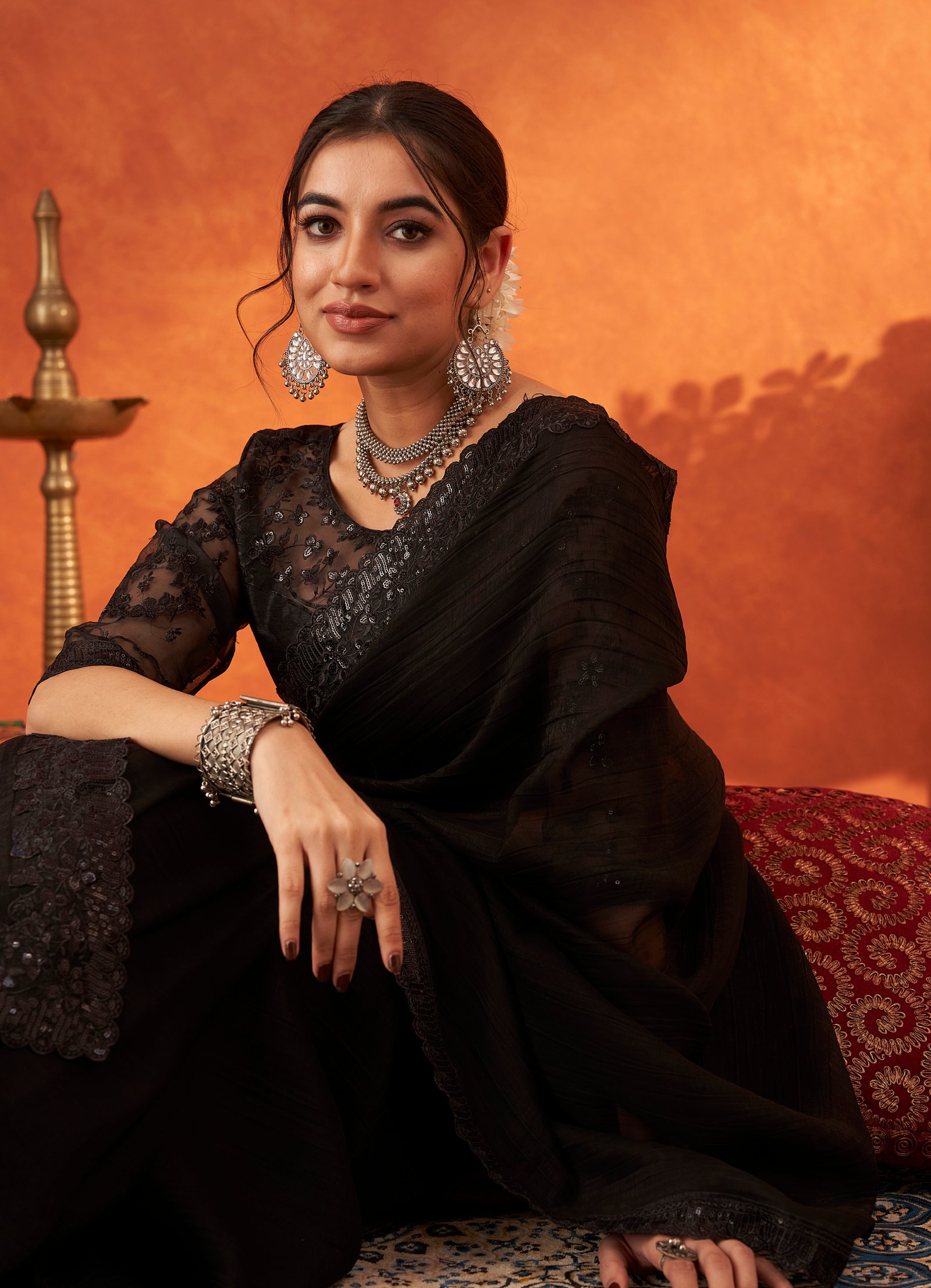 Modern Black Sarees Designer Party Wear Black Saree