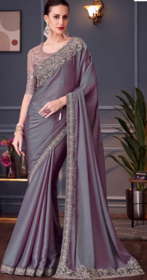 Fancy Party Wear Designer Saree Baby Purple Saree or Wedding