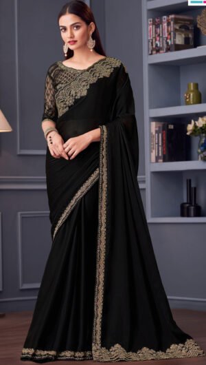 Fancy Party Wear Designer Saree Black Saree Party Wear