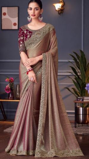 Fancy Party Wear Designer Saree Golden Saree for Wedding