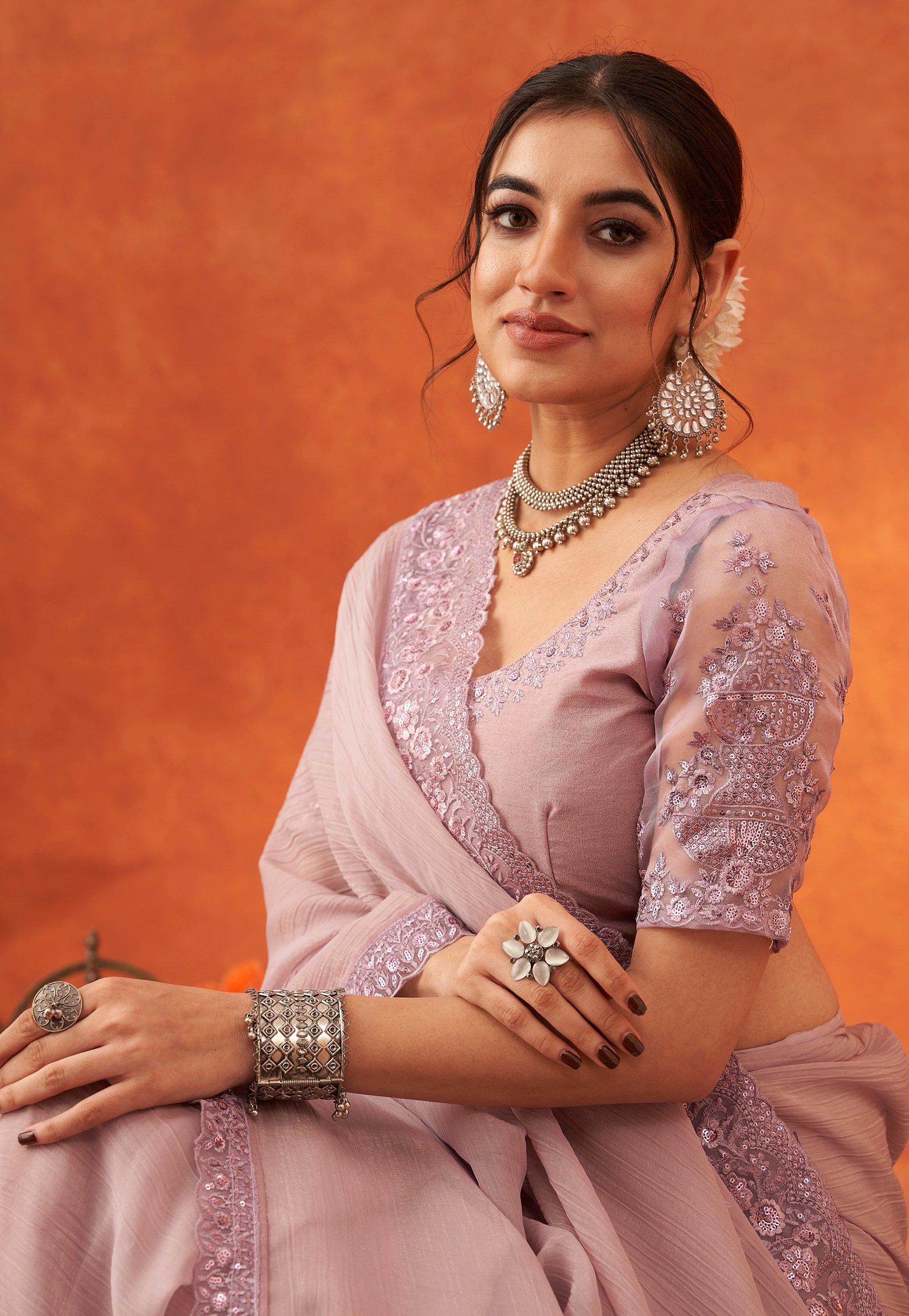 Lavender Colour Saree for Wedding