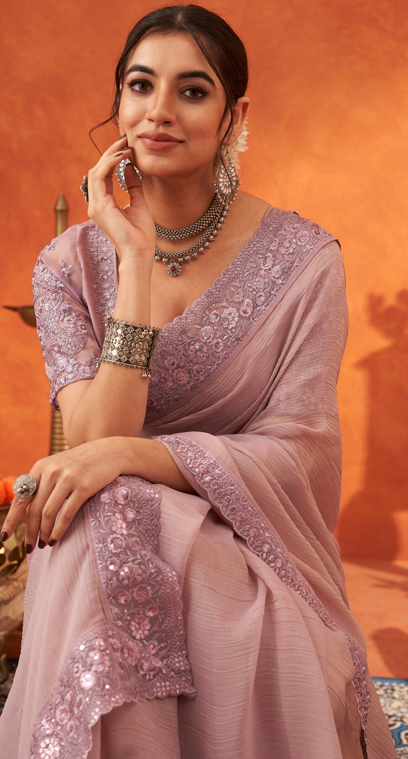 Lavender Colour Saree for Wedding