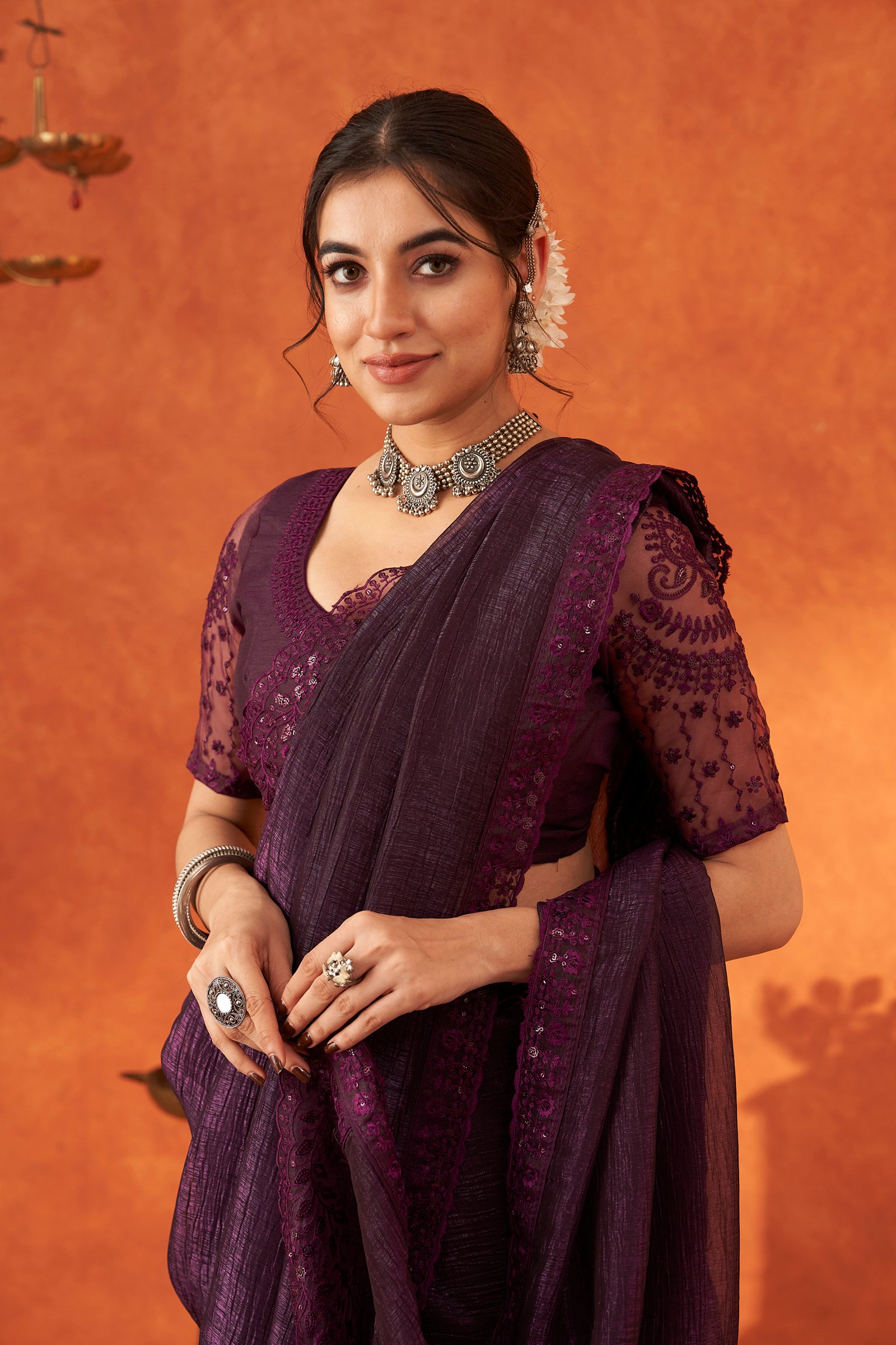 Purple Colour Saree for Wedding Saree New Design