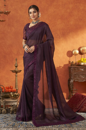 Purple Colour Saree for Wedding Saree New Design