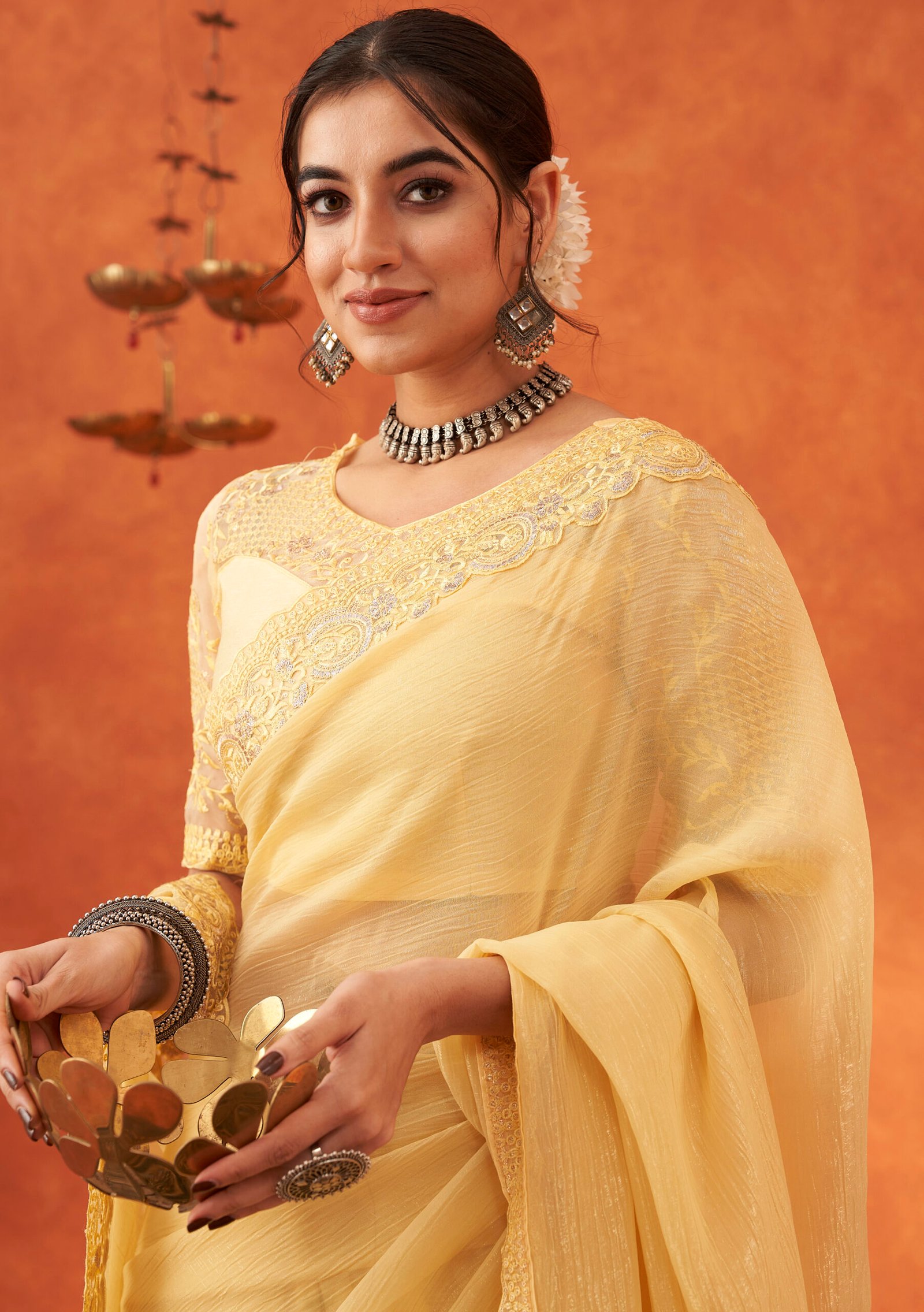 Blonde Yellow Saree for Haldi Ceremony