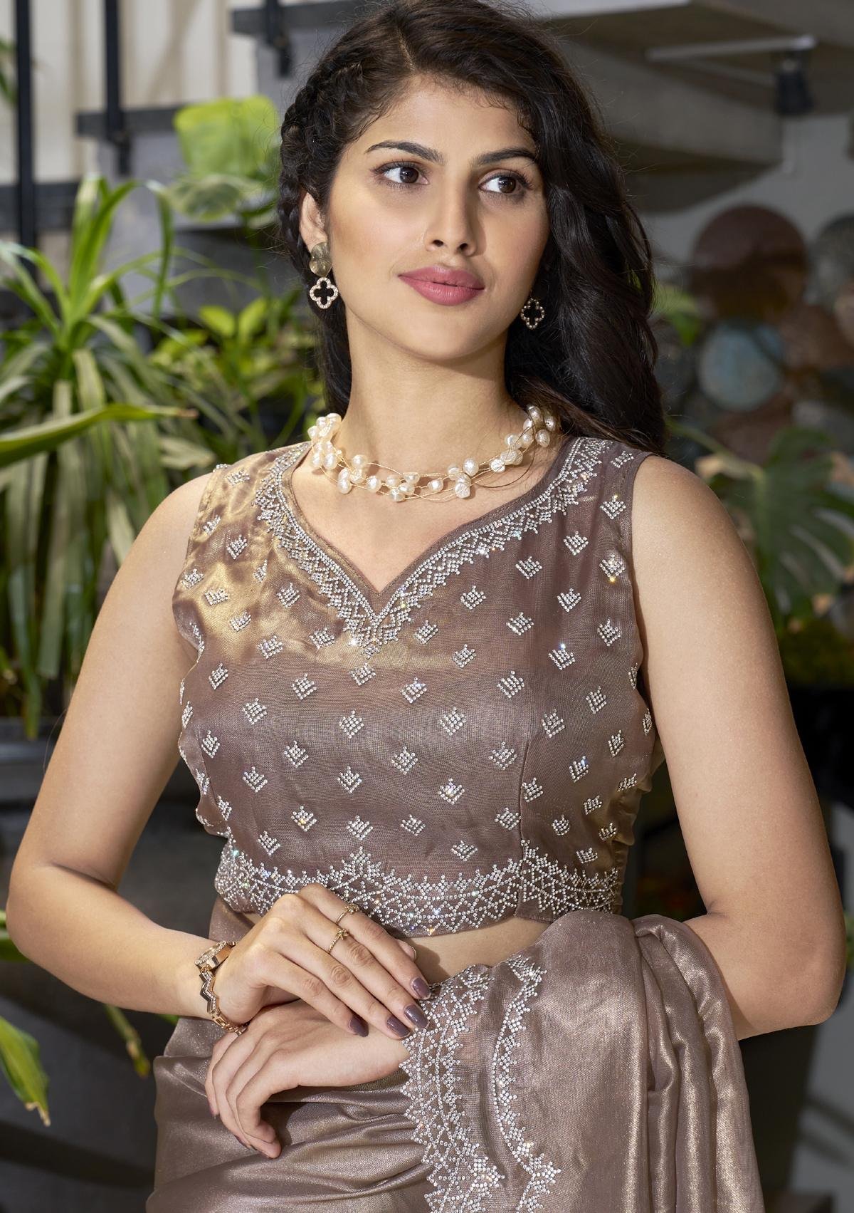 Brown Colour Saree for Wedding