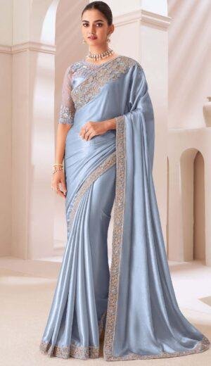 Grey Designer Saree with Designer Saree
