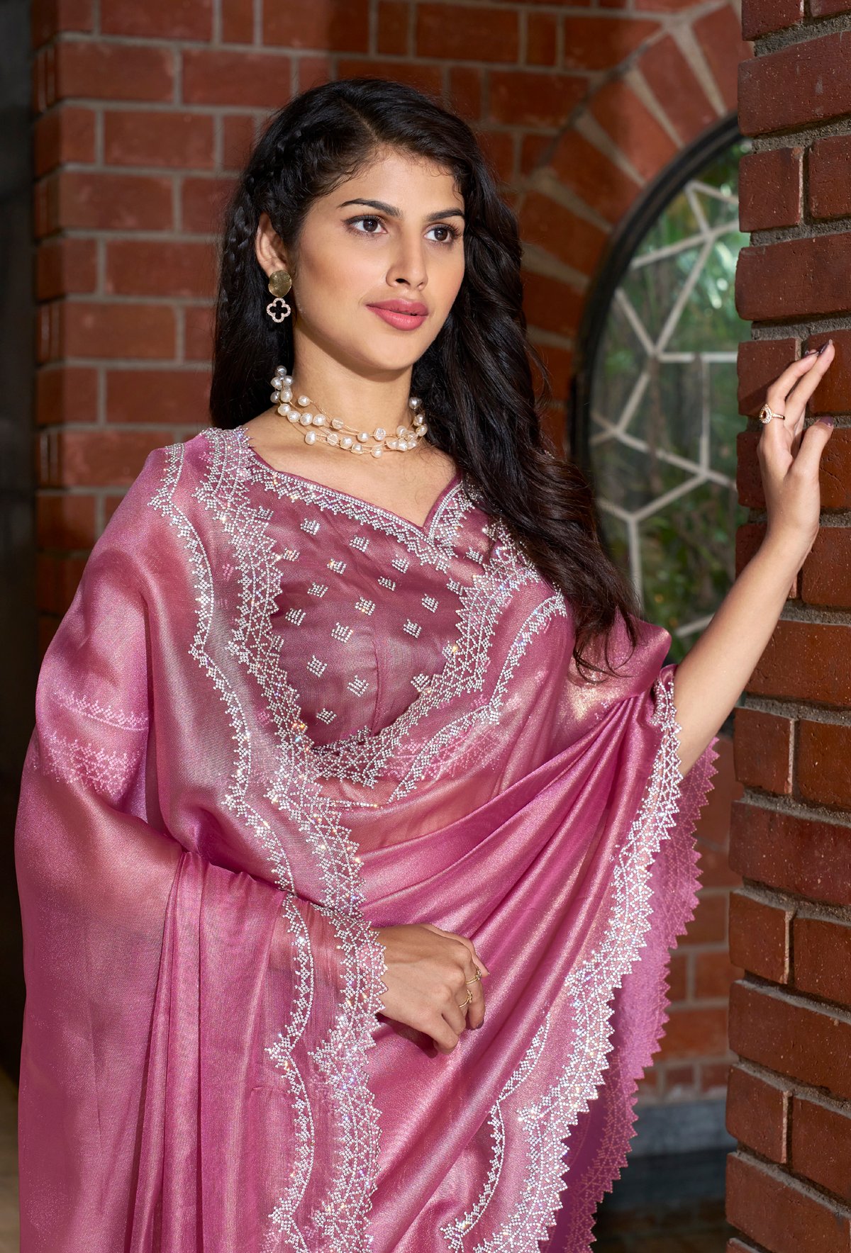 Hot Pink Modern Sarees for Wedding Party