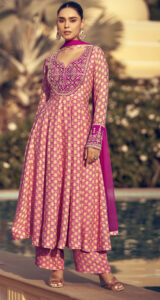 Knee Length Anarkali Suit for Wedding Pink Anarkali Suit