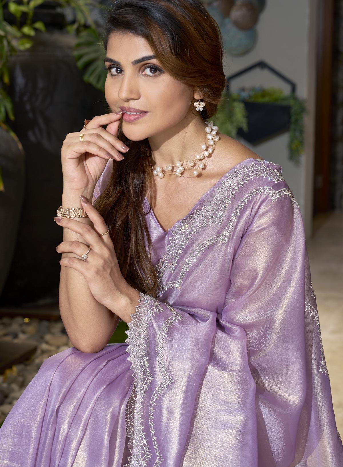 Lilac Purple Saree for Wedding