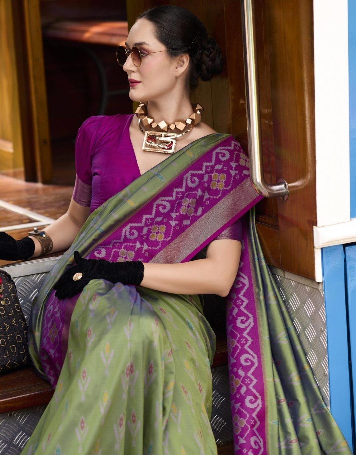 Pattu Latest Wedding Sarees Collection Olive Green Saree