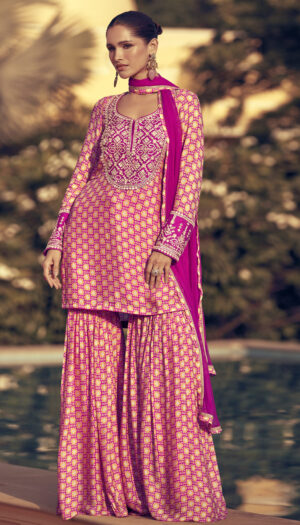 Sharara Gharara Dress for Wedding in Hot Pink