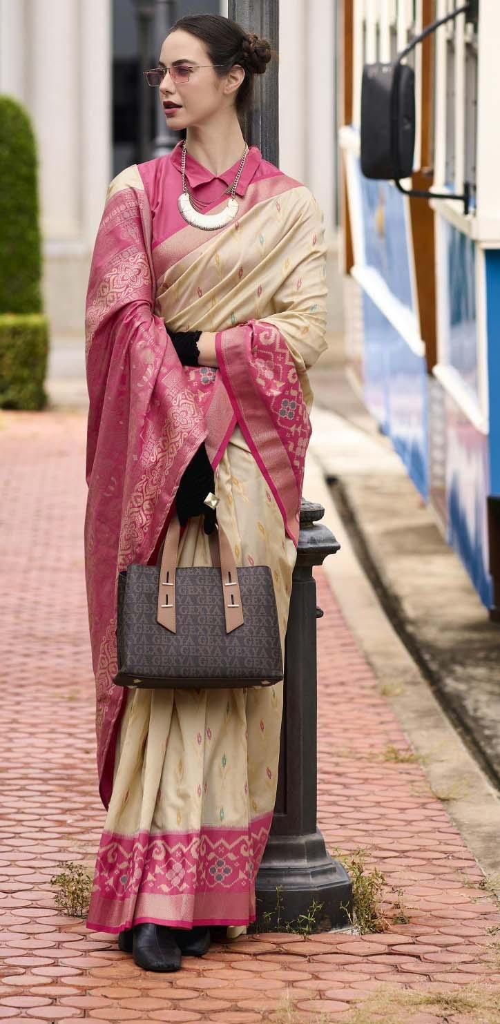 Silk Sarees for Wedding Function Off White Colour