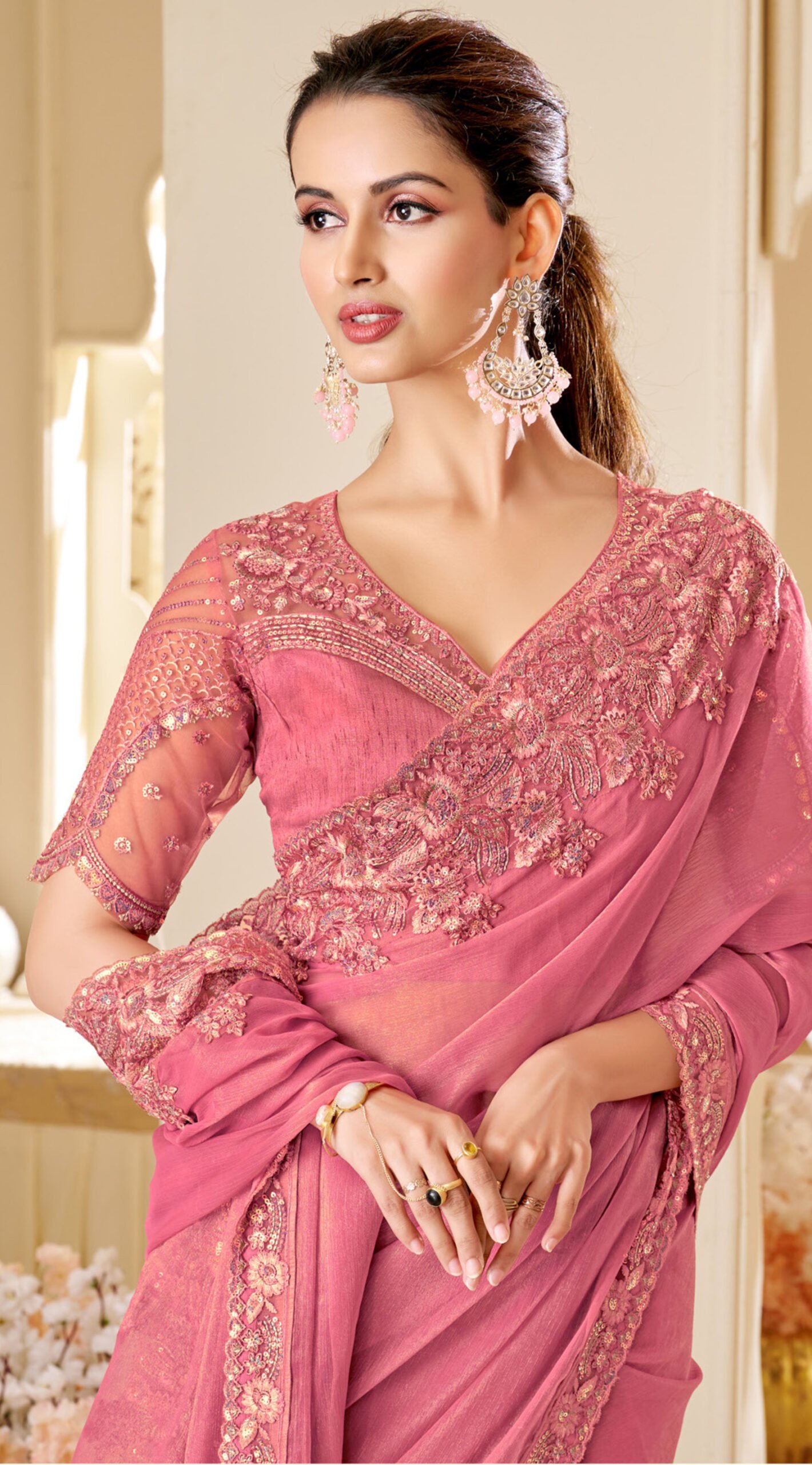 Dark Pink Bridal Saree Pink Saree Wedding Look