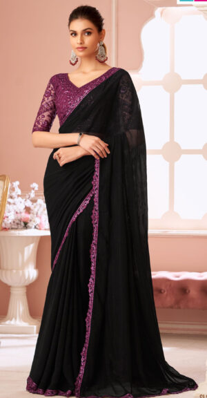 Designer Black Saree for Wedding Party Online