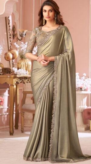 Golden Saree for Wedding with Designer Blouse