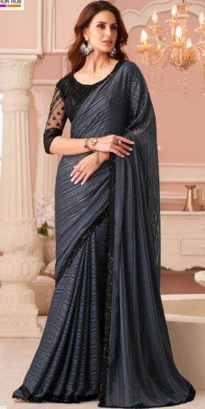 Grey Colour Saree for Wedding Party Online with Price