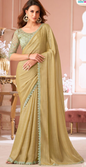 Light Yellow Saree for Party Wear