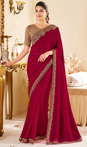 Maroon Wedding Saree for Bride New Saree Design