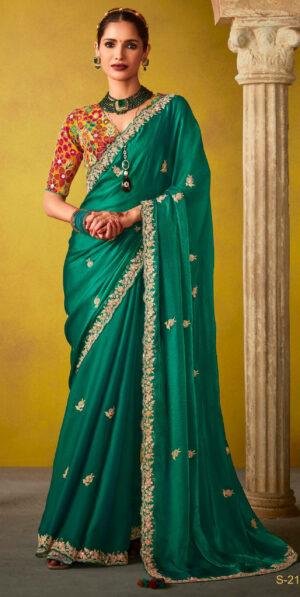 New Bride Saree Design Contrast Designer Blouse