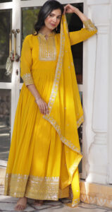 Yellow Gown Dress for Haldi