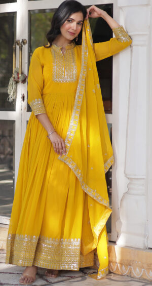 Yellow Gown Dress for Haldi