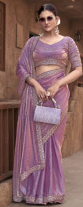 Lilac Purple Night Reception Sarees