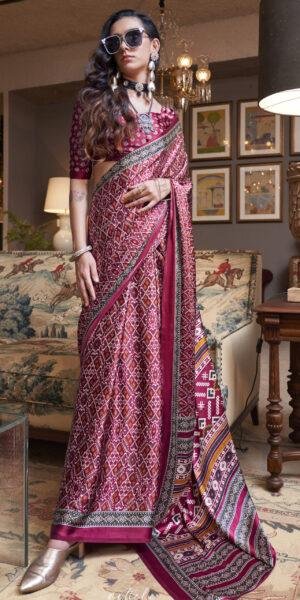 Satin Saree For Women Red Satin Silk Saree