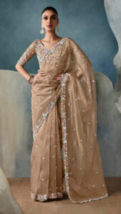 Beige Colour Saree for Wedding Exclusive Saree Design
