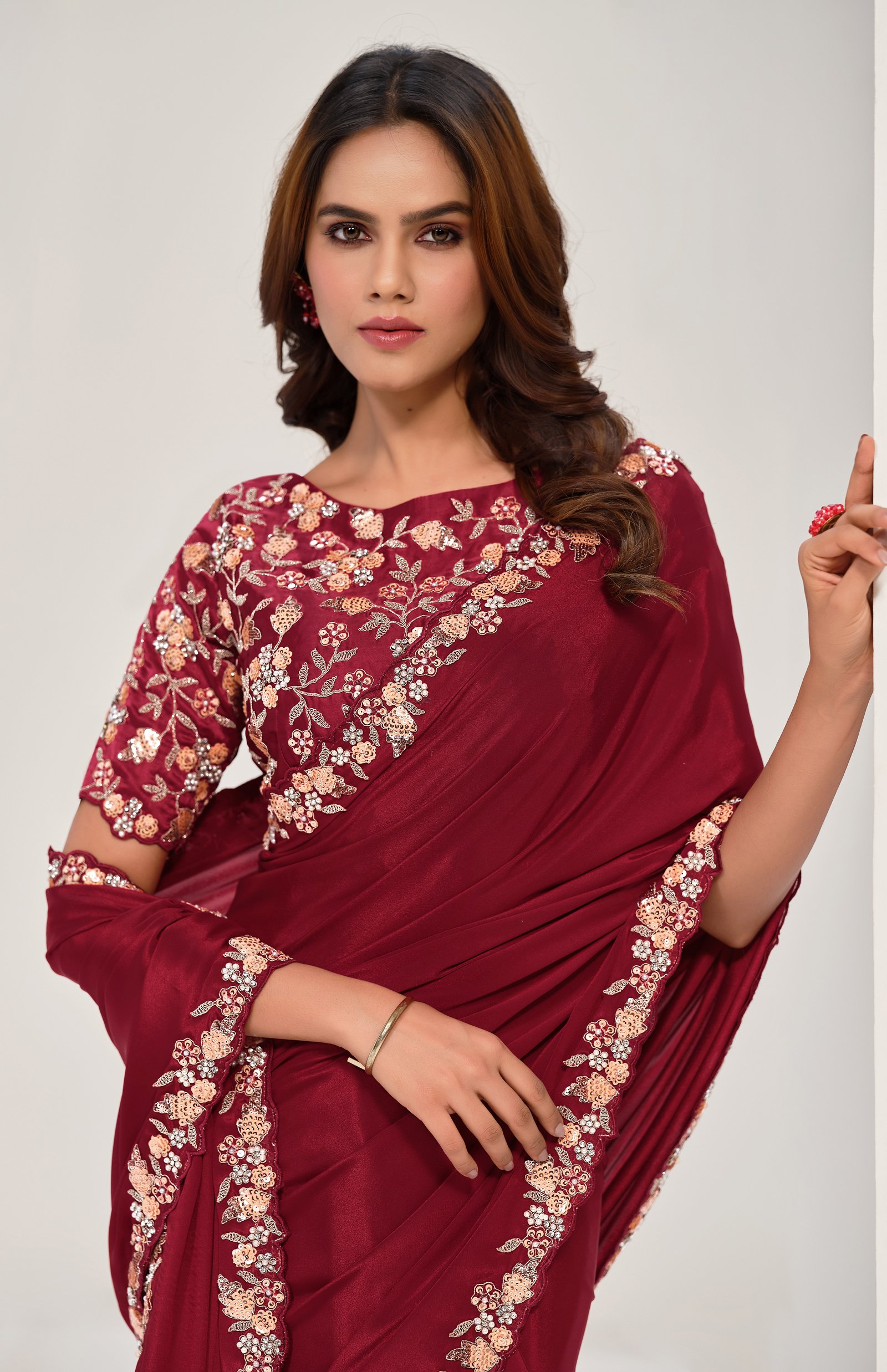 Dark Red Saree for Wedding Maroon Saree for Wedding