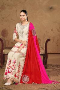 Designer Cream Colour Sharara Set for Wedding