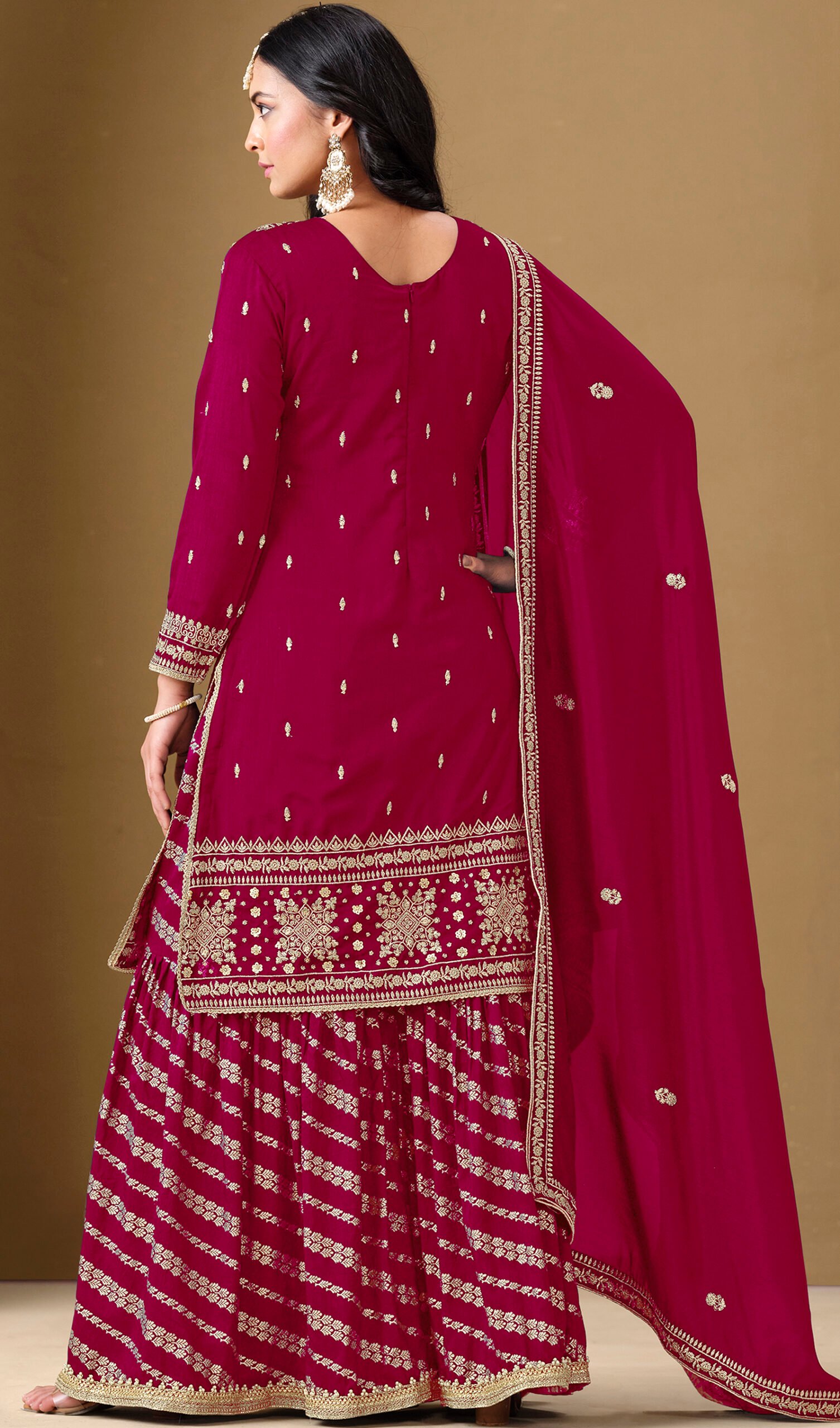 Garara Design for Wedding Maroon Coloour